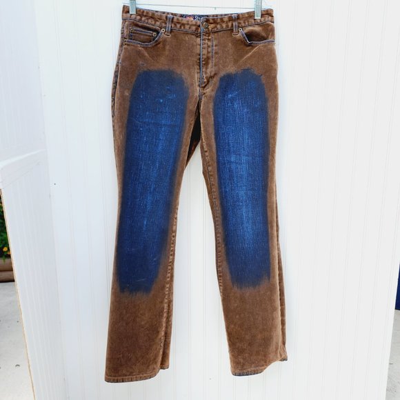 Route 66 Women Stretch Fit Jeans Size 12 Brown Velvet Faded /Distressed Design - Picture 4 of 10